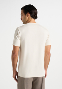 T-shirt en jersey de coton blanc à manches courtes et col rond pour homme, coupe classique, couleur unie, design simple - Product Image 2