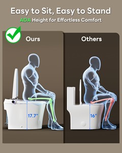 Inodoro inteligente para baños, inodoro de una pieza alargado, 1.12 GPF, descarga dual automática, altura de asiento ADA, asiento con calefacción - Product Image 4