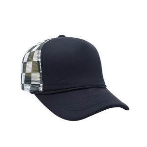 Purple 6-Panel Trucker Cap Checkered Mesh Back Adjustable Unisex Casual Spring <b>Summer</b> <b>Hat</b> Baseball Cap 6-Panel Adjustable caps. - Product Image 2