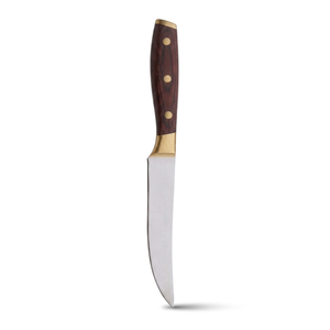 Premium 4-Piece Steak <b>Knife</b> <b>Set</b> with Ergonomic Wooden Handles & Brass Accents - Product Image 5