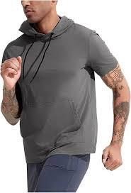 Sudadera con Capucha de Manga Corta, Tejido Sólido Personalizado, Informal, de Secado Rápido, Transpirable, para Hombre, con Bolsillo Canguro, 240g - Product Image 3