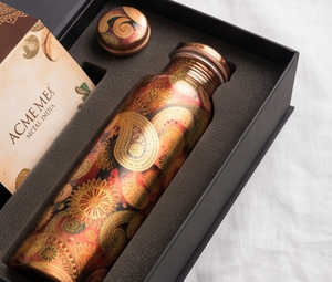 High Quality <b>Copper</b> Bohemian Printed Water <b>Bottle</b> Eco Friendly Perfect For Daily Hydration Fitness Yoga Travel Office Home Use - Product Image 5