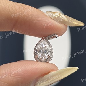 Colgante Solitario de Moissanita Corte Pera, Plata 925 con Baño de Rodio, Joyería Clásica para Compromiso de Mujer - Product Image 3