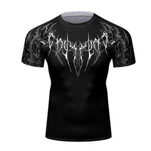 <b>Gothic</b> Men's Black Short Sleeve Slim Fit O-Neck Sporty Solid Knitted Washed Jersey Quick Dry T-Shirt - Product Image 1
