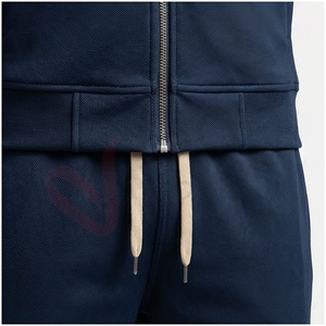 Ensemble de survêtement bleu marine pour homme, manches longues, col montant, fermeture éclair sur le devant, couleur unie, respirant, coupe classique, vêtements d'automne - Product Image 5
