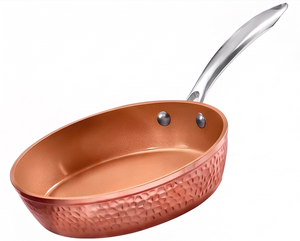Copper Frying <b>Pan</b> With Stainless Steel <b>Handle</b> Ceramic Non-Stick Interior Modern Design For Gas And Induction Cooker Use - Product Image 1