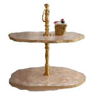 Acacia Wooden <b>Cake</b> <b>Stand</b> With Metal Handle <b>3</b> <b>Tier</b> Brown Finished Home Wedding Birthday Party Display <b>Stand</b> <b>Cake</b> Tools - Product Image 2