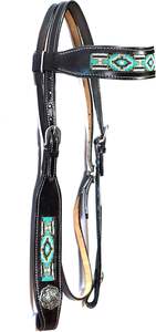 Tachuela de equitación de cuero puro hecha a mano con cuentas headstall Peto occidental tachuela de equitación tachuela de caballo occidental - Product Image 3