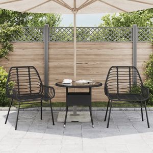 Chaise de jardin moyenne en rotin PE noir avec structure en acier thermolaqué - Product Image 3