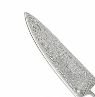 Couteau de cuisine Welltrox Industries modèle personnalisé WLX-568 en acier Damas, lame à pointe tombante, manche bleu, bord droit, 12 pouces de longueur totale, DIY