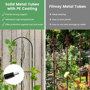 Arco per Rose da Giardino 58x73 Pollici in Ferro Battuto, Supporto per Piante Rampicanti per Recinzioni e Cancelli - Product Image 6