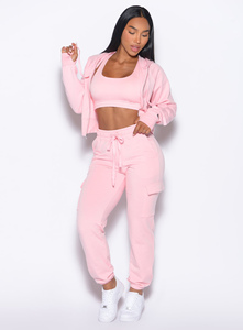 Unique Design Tickled Pink Women's Sweat Joggers With Cargo Pockets Terry Fleece Women's Sweatpants Women's Pants And <b>Trouser</b> - Product Image 5
