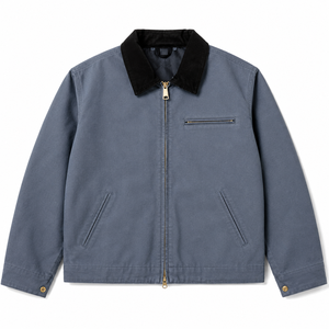 Veste Detroit en toile personnalisée OEM, unisexe, style vintage, vêtements de travail, fermeture éclair, 100% coton, respirante, hiver, broderie personnalisée sur le devant, streetwear - Product Image 1