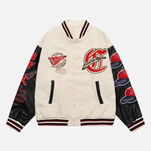 Latest Casual Canvas Varsity <b>Jacket</b> OEM Outdoor Winter Chenille Patch Embroidered Front Waterproof Breathable Windproof Mandarin - Product Image 3