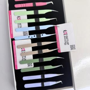 GETUP BROSONS IMPEX Pince à épiler pour cils en acier inoxydable de précision, antistatique, à pointe lisse de 10 mm, ensemble avec emballage en boîte avec logo - Product Image 1