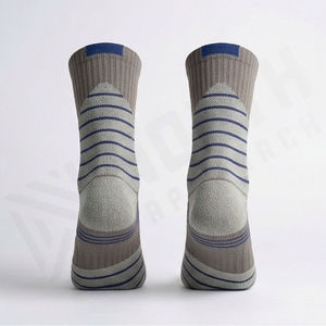Crew <b>Socks</b> Men Women <b>Running</b> Athletic Sport Breathable Moisture Wicking Striped Gray Blue Summer <b>Compression</b> Support - Product Image 2
