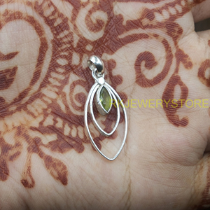 Pendentif double ovale fait main en argent sterling 925 avec péridot naturel, pierre précieuse verte, bijou minimaliste, cadeau pour femme, idéal pour les fêtes - Product Image 4