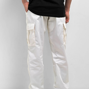 Pantalon cargo décontracté léger pour homme, couleur personnalisée, avec plusieurs poches, coupe droite, taille mi-haute - Pantalon cargo marque privée - Product Image 3