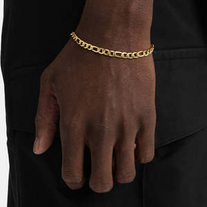 925 Sterling Silver 18K Gold Plated Figaro Chain Bracelet Classic Italian Link Bracelet <b>for</b> <b>Men</b> Women - Product Image 1