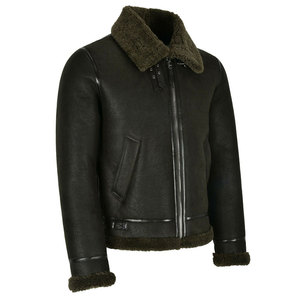 VORNEX INDUSTRY Latest Sheepskin <b>Shearling</b> Fur Bomber <b>Jacket</b> Green Grain Winter Eco-Friendly Real White Sheepskin <b>Men</b> - Product Image 3