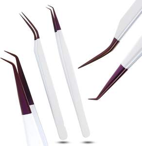 Pinzas de Acero Inoxidable para Extensión de Pestañas, Etiqueta Personalizada, Herramientas de Belleza al por Mayor con Puntas de Volumen y Fibra en Venta - Product Image 1