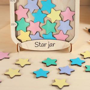 Boîte de récompense étoile en bois découpée au laser faite à la main jouets d'apprentissage de style nautique pour enfants - Product Image 1