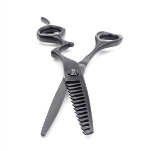 Tijeras Texturizadoras Clásicas Ergo Negras Mate de Fábrica Directa, Hechas de Acero Inoxidable de Alta Calidad para Barberos Profesionales - Product Image 2