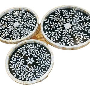 Opulent Horizon Bandeja hecha a mano con incrustaciones de fregona y hueso Bandeja de lujo a medida para comedor, cocina, hoteles y presentaciones de Ramadán/Eid - Product Image 3