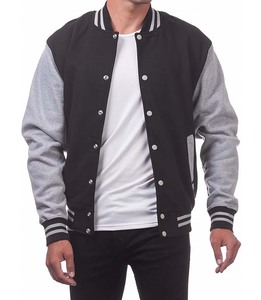 แจ็คเก็ตเบสบอล Letterman คุณภาพพรีเมียม สำหรับโรงเรียน/วิทยาลัย  ผ้าฝ้ายแท้ สีเทาและสีดำ  บุด้วยผ้าฟลีซแท้ สำหรับผู้ชายและผู้หญิง - Product Image 6