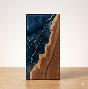 Navy Blue & Gold Resin Cremation Urn Modern Wood <b>Memorial</b> <b>Keepsake</b> Navy Blue Gold Resin <b>Memorial</b> Urn Elegant Navy Blue Resin - Product Image 4