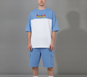 Conjunto de Camiseta y Pantalones Cortos de Verano para Hombre, Talla Grande, Estilo Urbano, Tejido de Algodón 100%, Transpirable, con Letras, Manga Larga, Personalizado 2026 - Product Image 3