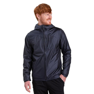 Veste matelassée imperméable à capuche pour homme, bleu marine uni, fermeture éclair, manteau d'hiver décontracté, extérieur en toile, coupe classique - Product Image 2