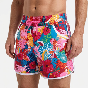 Shorts de Baño para Hombre con Estampado Floral, Cintura Media, Cordón Ajustable, Secado Rápido, Casuales - Product Image 3