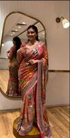 Sari en Chinon de créateur indien, dernière collection exclusive, pour mariages et fêtes, vêtements ethniques pour femmes, qualité supérieure, numérique