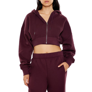 Nouveau style – Sweat à capuche zippé décontracté pour femme, coupe courte et oversize, en molleton 100 % coton écologique, grandes tailles - Product Image 1