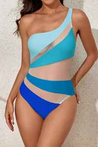 Body de una pieza para mujer al por mayor, de verano, con logo frontal, de licra y nailon, transpirable con paneles de malla. - Product Image 5