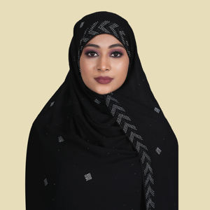 Hijab de Chifón Elegante con Borde de Pedrería, Pañuelo Ligero y Modesto para la Cabeza, Velo Islámico Elegante, Transpirable y Suave al Tacto - Product Image 3