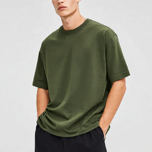 Camisetas de Hombre de 205 GMS con Hombros Caídos, Manga Corta, Cuello Redondo, Camisetas de Color Sólido para Hombre - Product Image 1