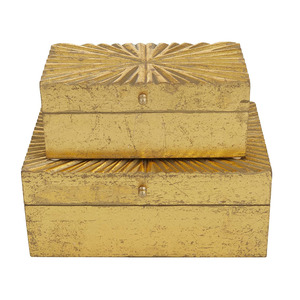 Ensemble de 2 grandes boîtes à souvenirs en bois MDF avec couvercle à charnière au prix de gros d'usine - Product Image 2