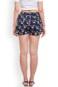 Shorts de Mujer con Estampado de Dibujos Animados en Azul Marino, Cintura Elástica, Tejido de Algodón, Corte Regular, Transpirables - Product Image 4