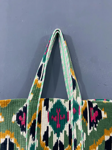 Bolso Tote de Algodón Acolchado con Estampado Étnico de Pavo Real Rosa, Asas Largas para Compras Diarias, Viajes, Regalos, Pedidos al por Mayor, Exportador - Product Image 3