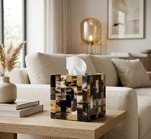 Boîte à mouchoirs de luxe en corne faite à la main |   Porte-mouchoirs décoratif haut de gamme pour la maison, l'hôtel et la salle de bain - Product Image 5