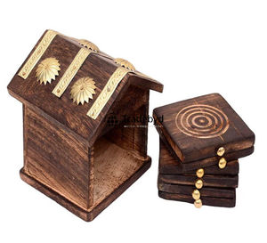 Juego de Posavasos Modernos de Madera, Hechos a Mano, de Lujo, Cuadrados de 4x4 Pulgadas, Colores Personalizables, con Logotipo, para el Hogar, Restaurantes, Tradebyd - Product Image 3