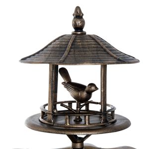 Bain d'oiseaux de jardin 3-en-1 en bronze sur piédestal avec grande bassine d'eau et jardinière intégrée pour l'observation des oiseaux dans la cour - Product Image 4