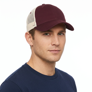 Burgundy Mesh Trucker <b>Cap</b> 6-Panel Adjustable Unisex Casual Hat Spring <b>Summer</b> Solid Color Adult Baseball <b>Cap</b> - Product Image 3