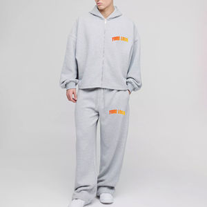 ชุดวอร์มแบบไร้ตะเข็บ รุ่นใหม่ปี 2026 คุณภาพสูง สำหรับทุกเพศ ซิปแบบลำลอง ผ้าฝ้าย 100% ปักโลโก้ตามสั่ง ไซส์ใหญ่ สีพื้น - Product Image 4