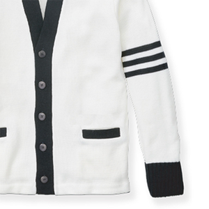 Women's Casual White Single-Breasted Long Sleeve V-Neck <b>Cardigan</b> Sweater Color Blocked Wool/Cashmere <b>Front</b> Button Detail Winter - Product Image 4