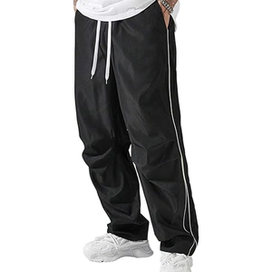 Custom Men’s Streetwear Baggy Track Pants Lightweight Windbreaker Nylon Anti-Wrinkle Elastic Waist <b>Drawstring</b> Jogger <b>Trousers</b> - Product Image 1