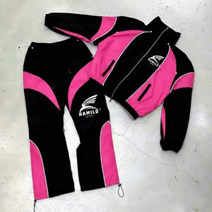 Conjunto de Ropa Deportiva Cortavientos de Nailon, Chaqueta Deportiva con Cierre, Cortavientos con Contraste de Color, Conjunto para Entrenamiento y Jogging - Product Image 4