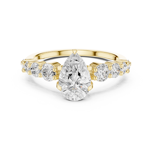 Anillo de Compromiso de Oro Amarillo con Diamante Corte Pera para Mujer, Clásico Anillo de Boda de Media Eternidad, Joyería Fina - Product Image 5